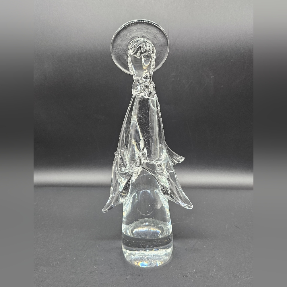 Vintage Murano Clear Art Glass Angel 9.5"